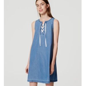 LOFT Chambray Lace Up Dress